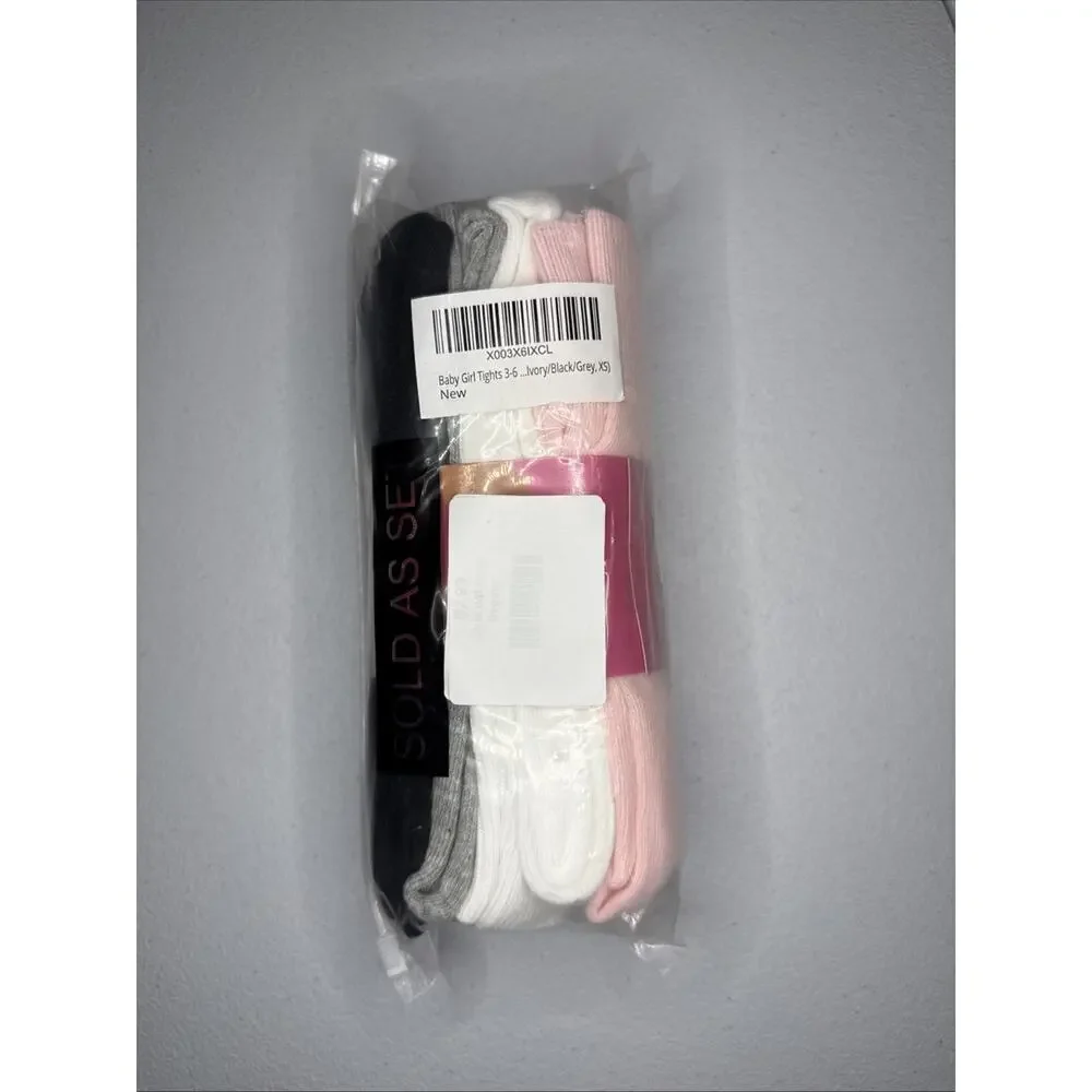Mini angel Baby Tights Cotton Warm Tights Pink/White/Gray/Black 4pk XS 3-6 M